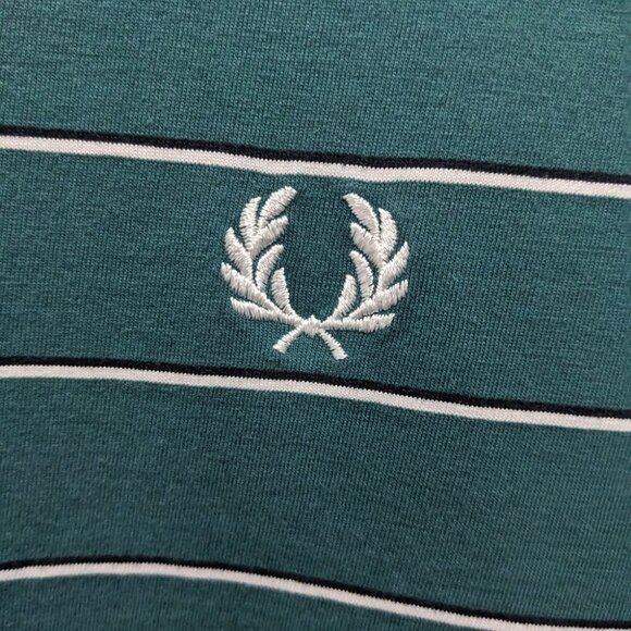 Fred Perry | Fine striped tee in light petrol green - Picture 5 of 8